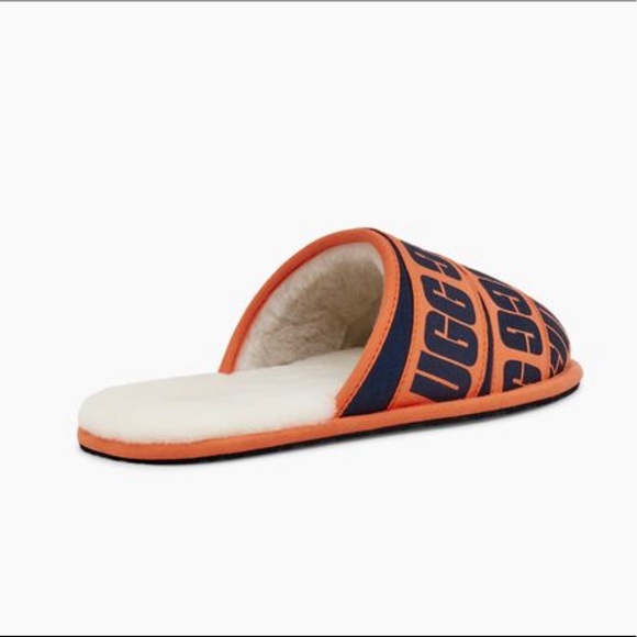 UGG Men's SCUFF GRAPHIC BAND SLIPPERS Color: NAVY/ ORANGE - Picture 3 of 6